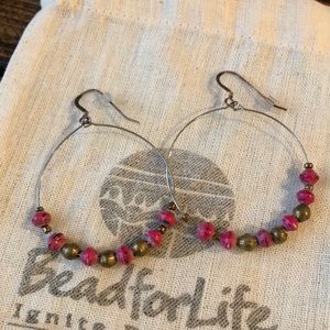 Bead for Life Fuchsia East African Hoop Earring